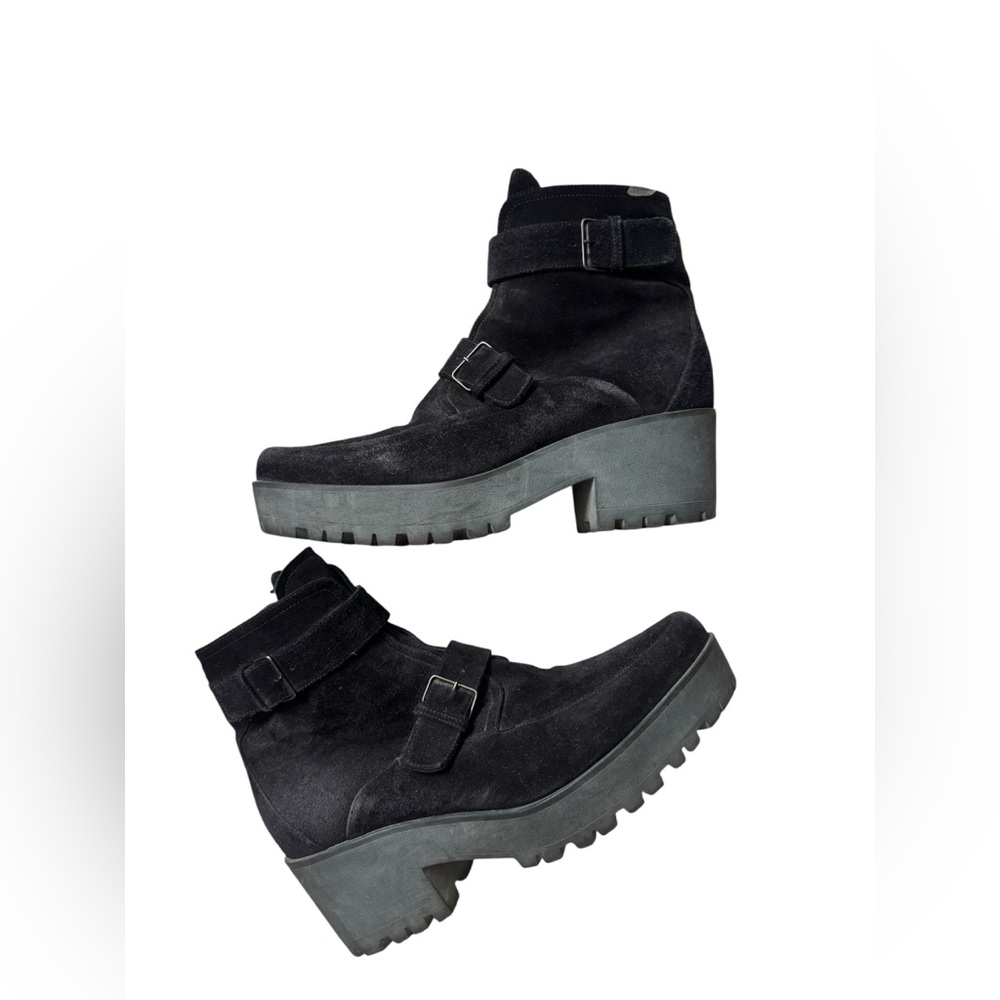 Miu Miu Black Suede leather biker boots